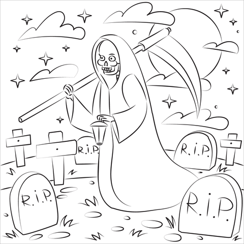 Grim Reaper Coloring Page